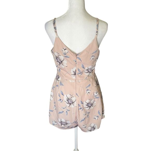 Lulus Small Magical Meadow Romper Skort Dress Vneck Blush Pink Floral - Picture 10 of 11